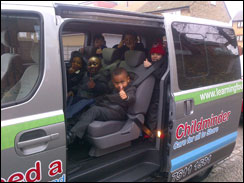children in van