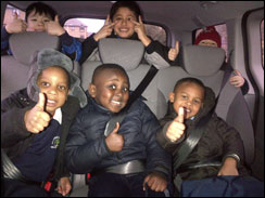 children in van
