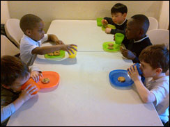 Children having snacks
